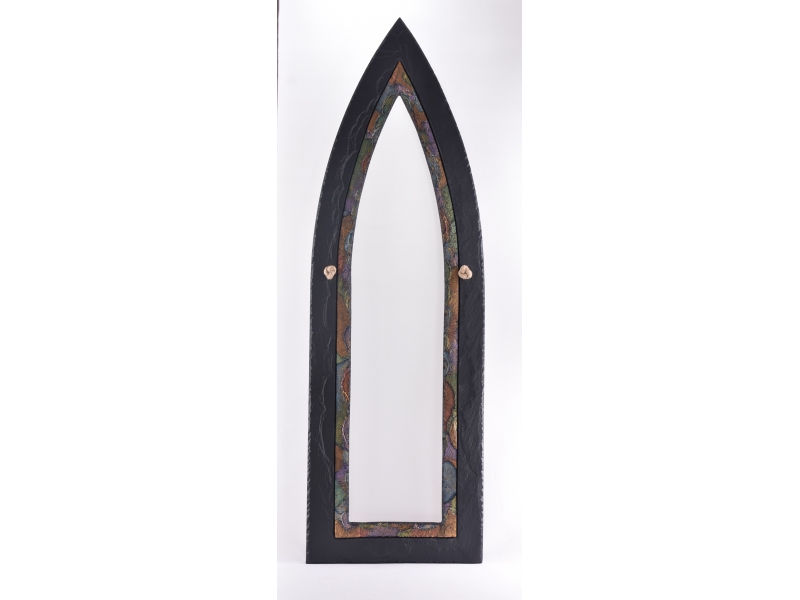 Gothic Slate Mirror with blended Multi coloured border