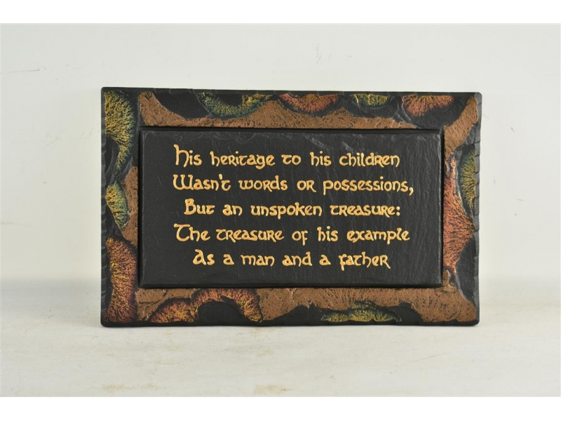 Slate plaque with sentimental wording
