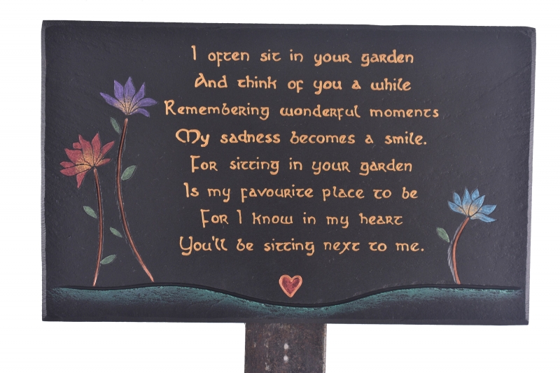 Garden Plaque with handwritten Poem.