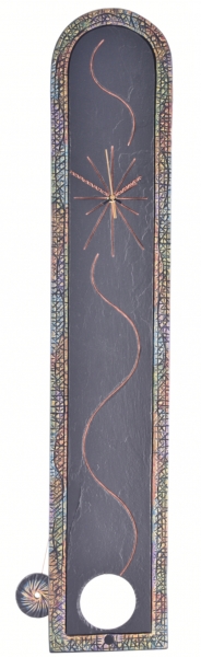 A handcrafted slate pendulum clock Romanesque style