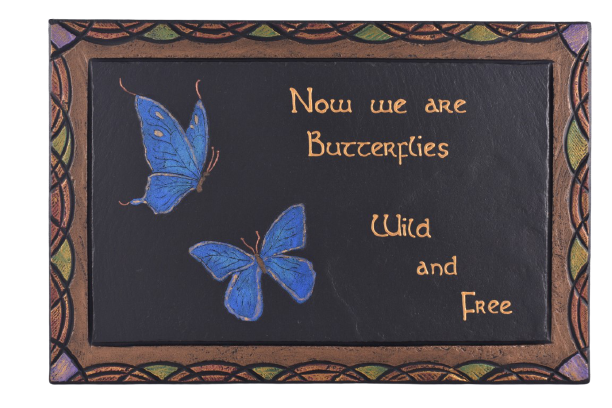 Slate Plaque with Butterfly motif.