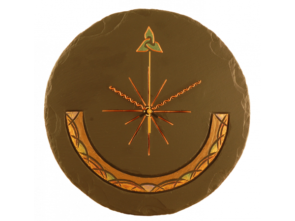 Slate round clock celtic with triad