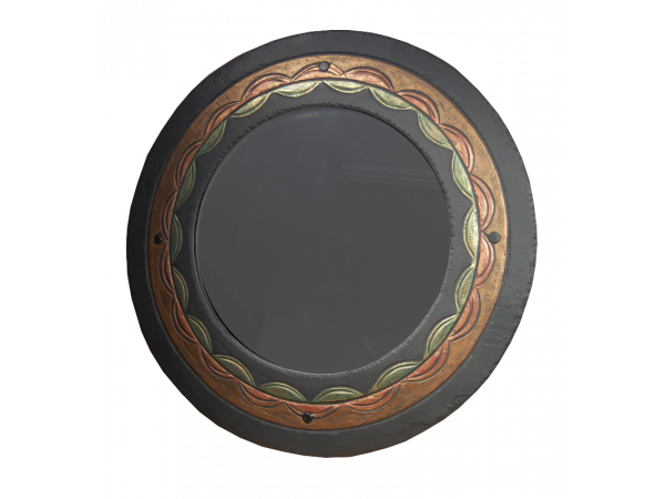 Slate Round Mirror Ornate