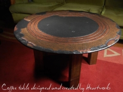 slate coffee table designed and created by heartworks